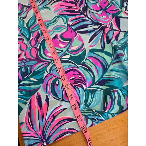 Lilly Pulitzer Large Embroidered Beaded Top Blouse Blue Pink 100% Cotton - Picture 8 of 9